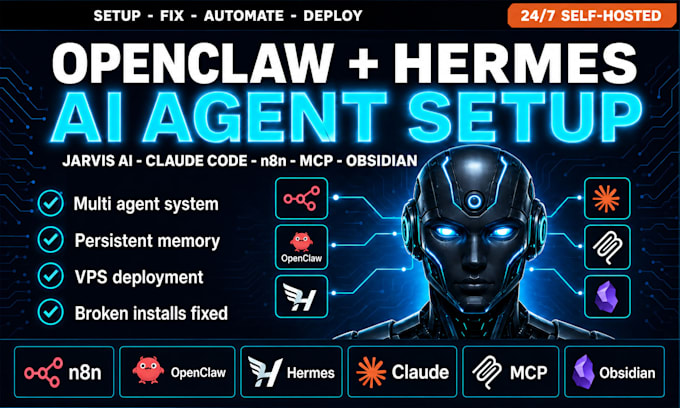 setup jarvis ai multi agent openclaw hermes agent claude code n8n obsidian vps