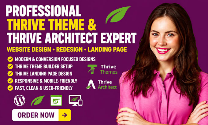 design or redesign website and landing page using thrive theme thrive architect