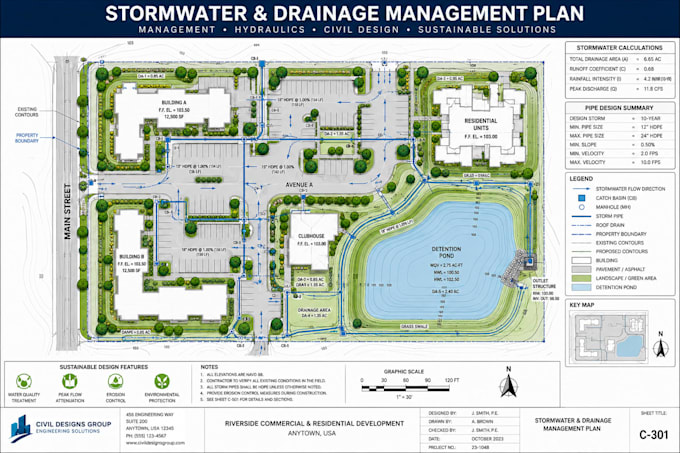design drainage plan grading plan erosion and sediment control plan in civil 3d