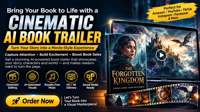 create cinematic ai book trailer video for book promotion
