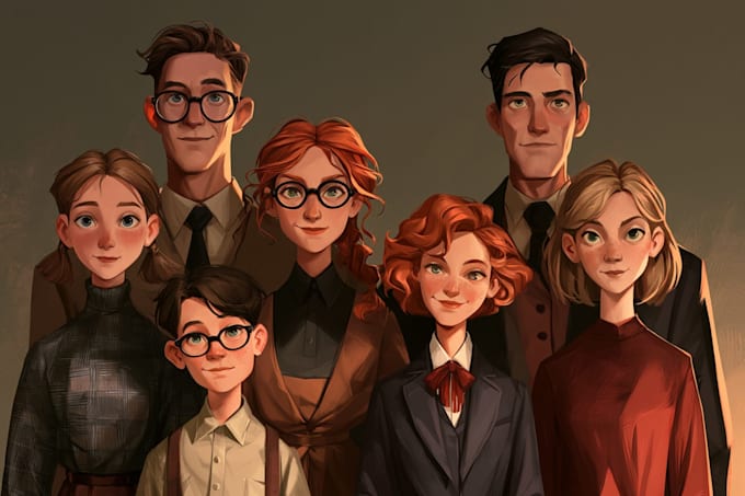 draw family portrait illustration
