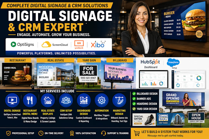 do digital signage optisigns screencloud yodeck xibo restaurant real estate crm