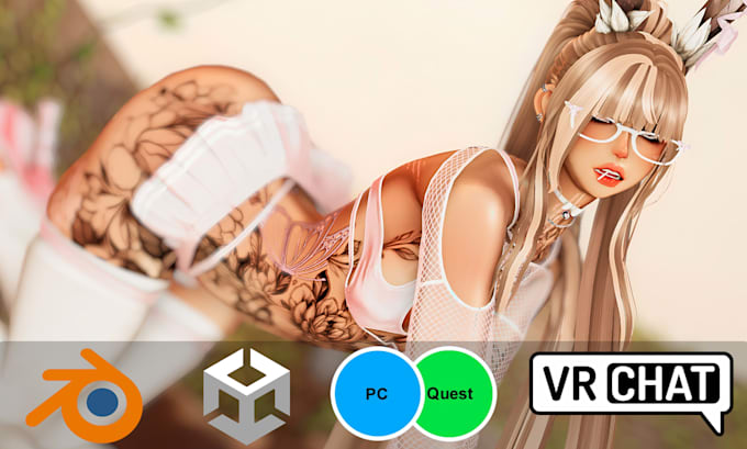 create custom vrchat avatar, 3d anime model, humanoid avatar, vr character