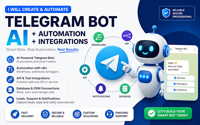 create an ai telegram bot with automation, n8n API integration
