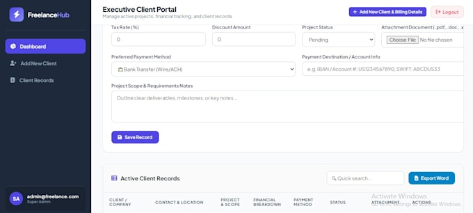 build a custom PHP freelancer client management system