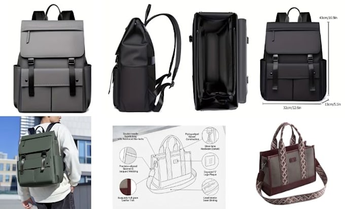 design customize bag tech pack, backpack tech pack, tote bag, technical sketch