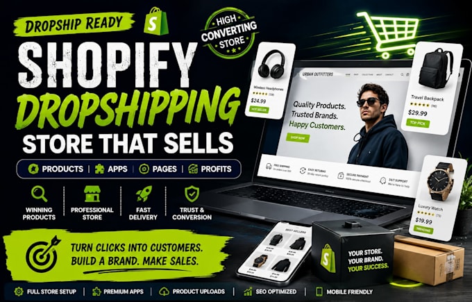 build shopify dropshipping store with products and apps