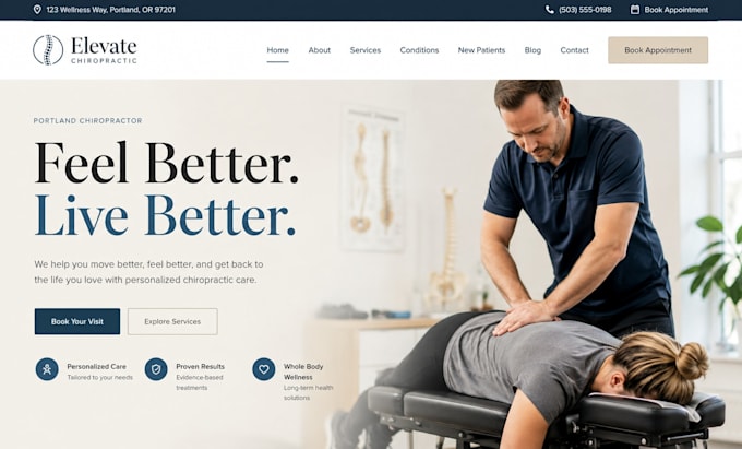 design squarespace chiroppractor website chiropractic clinic appointment website