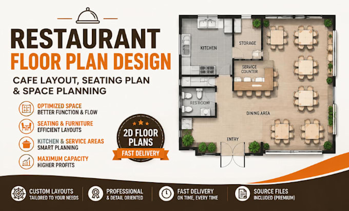 do restaurant floor plan design, cafe layout, seating plan and space planning