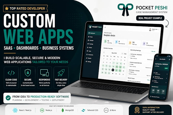 build a scalable custom web app, admin dashboard or saas mvp