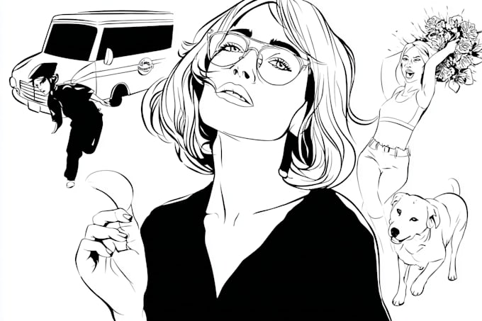 draw vector silhouette and stencil black and white