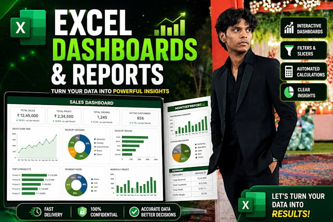 develop interactive dashboard and generate automated reports using advance excel