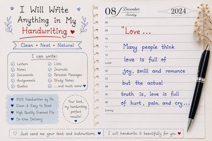do simple, clean and natural handwriting