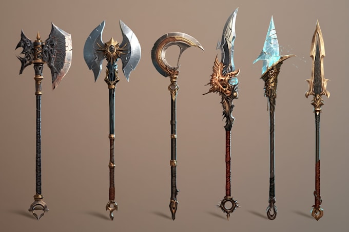 paint unique fantasy weapon designs and concept items