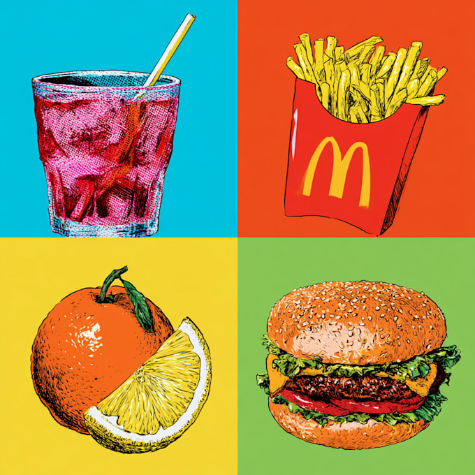 create professional food pop art artwork