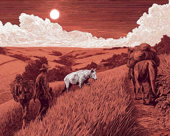 create a custom retro linocut illustration