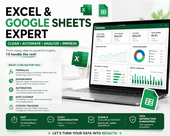 create, format, fix and automate excel and google sheets
