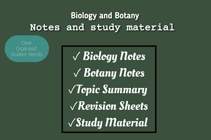 create clear biology and botany notes and study materials