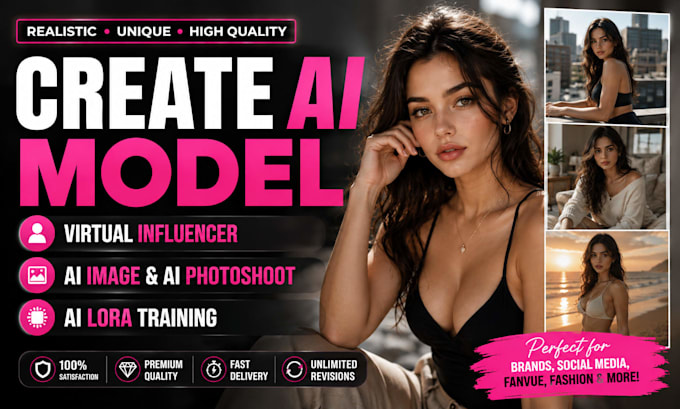 create ai model, virtual influencer, ai image, ai photoshoot, ai lora training