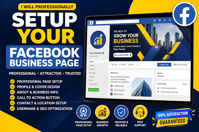 do fiverr facebook page setup and professional business page