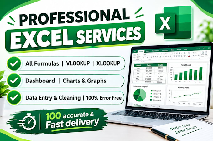 do excel data entry, PDF to excel and dashboard
