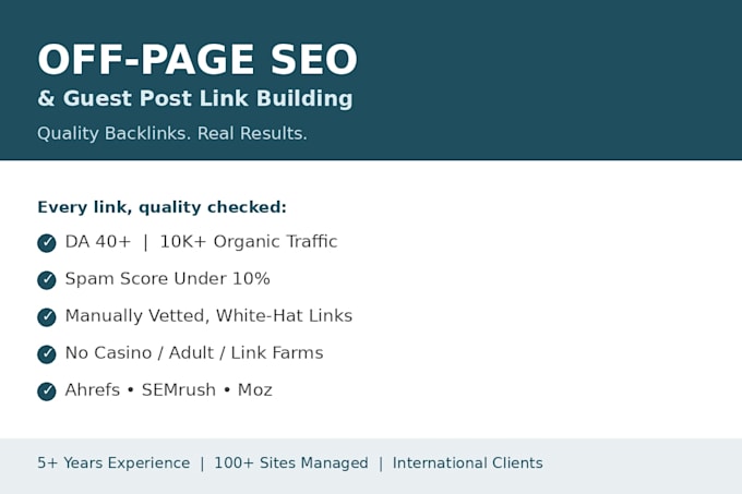 do offpage SEO and high quality guest post link building