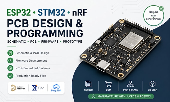 program esp32 and design stm32 nrf avr pcb and circuit schematics