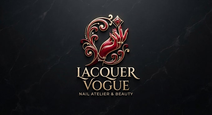 design a glamorous red nails logo for your brand