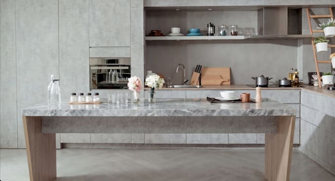 kitchen design with realistic 3d rendering,  autodesk revit and enscape