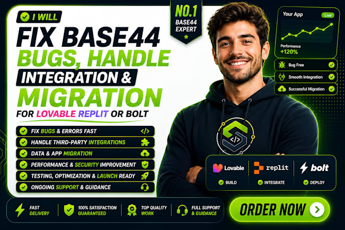 base44 bugs fixing, handle integration, migration for lovable replit
