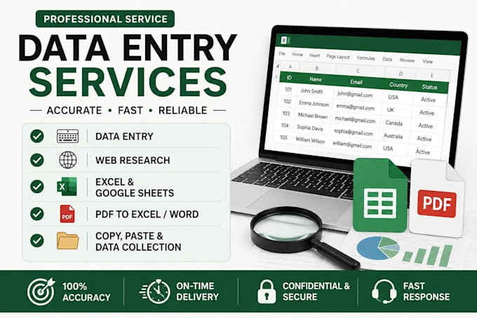 do accurate data entery and web research