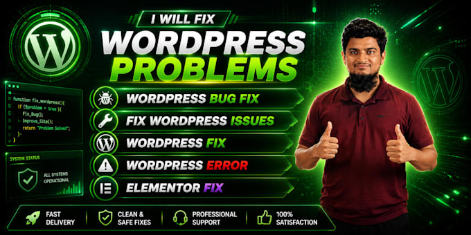 fix wordpress website errors, bugs, and issues