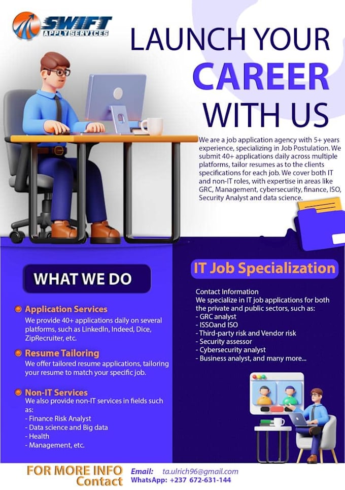 submite tailored job applications for cybersecurity roles and other IT roles