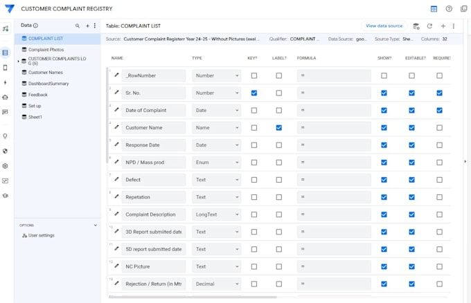 build a custom business, QA, or inventory app using google appsheet