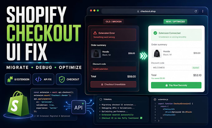 migrate and fix your shopify checkout UI extension, checkout bugs and API errors