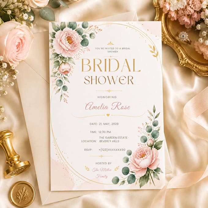 design elegant editable bridal shower invitation template