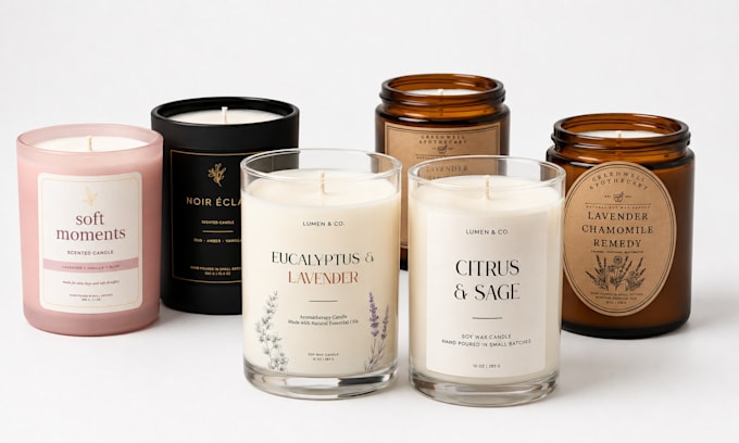design minimalist aesthetic candle label and packaging