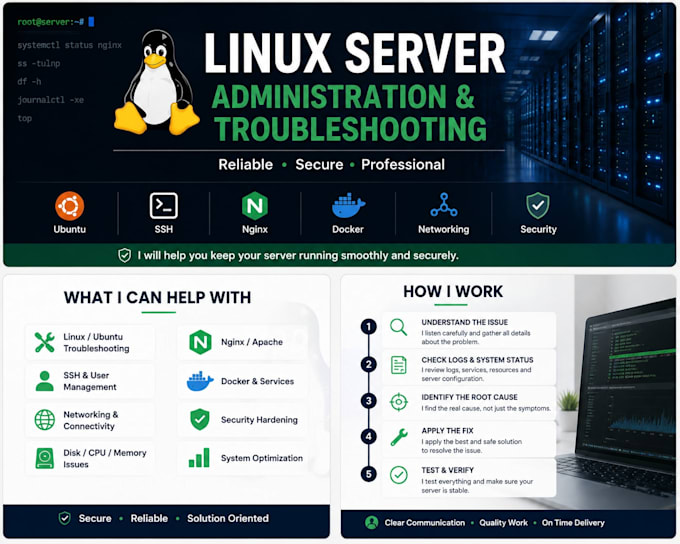provide linux server administration and troubleshooting