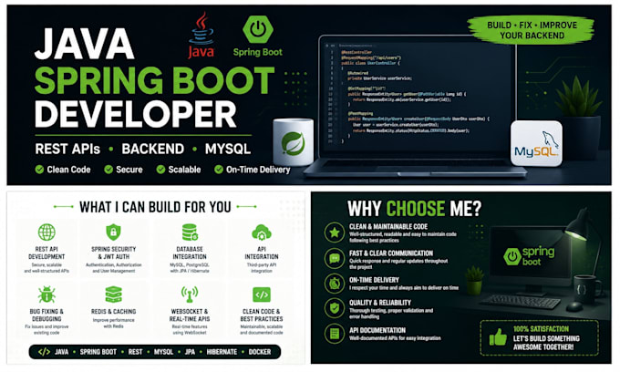 develop java spring boot rest apis and backend applications