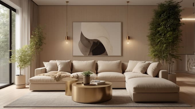 design modern living room interior with 3d visualization