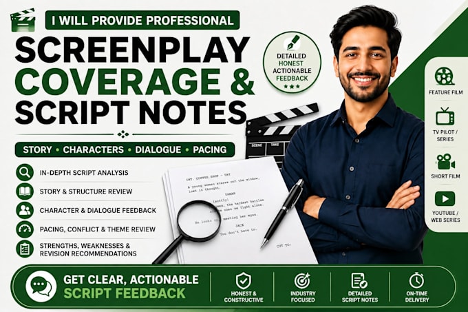 provide screenplay coverage script notes and analysis for your film script