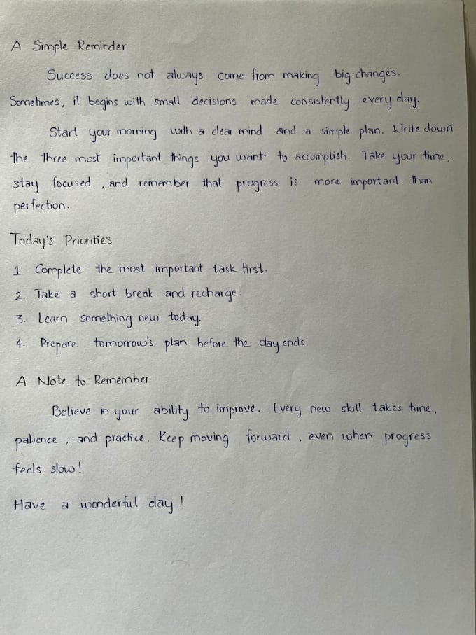 handwrite notes letters and custom text in neat handwriting