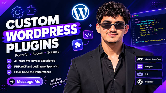 develop a custom wordpress plugin with php, acf or jetengine