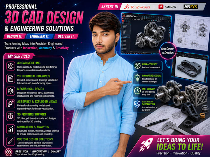 3d cad design and 3d printing design using solidworks