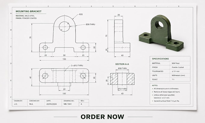 design technical illustrations and engineering diagrams