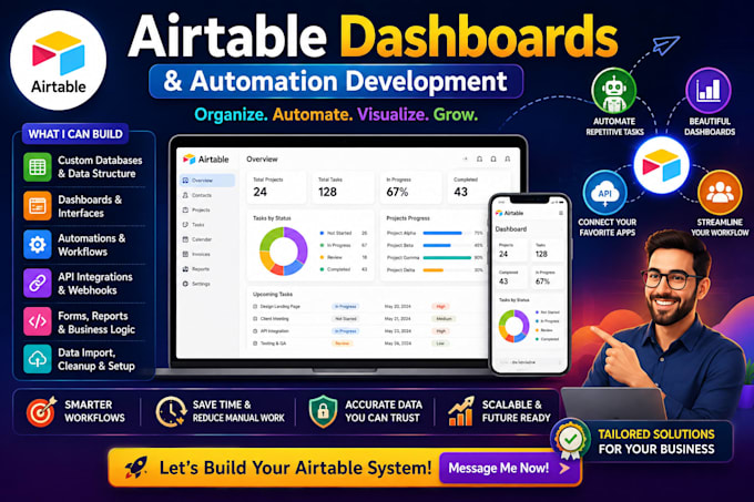 build airtable softr dashboards, databases and automations