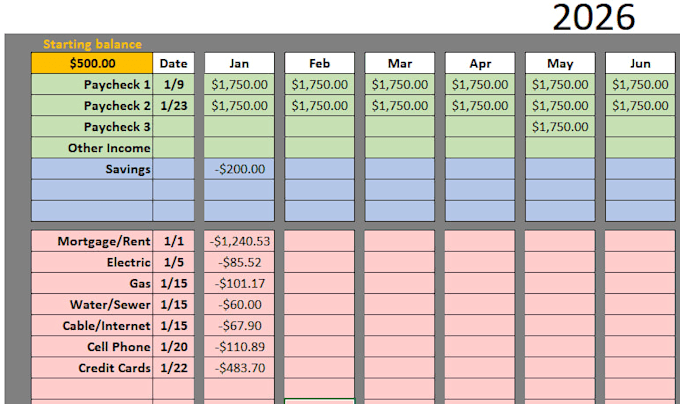 create a simple custom monthly or yearly budget spreadsheet