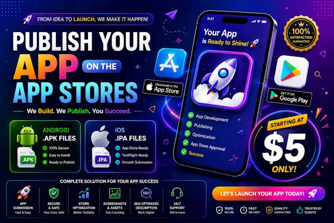 publish your app to google and apple app store