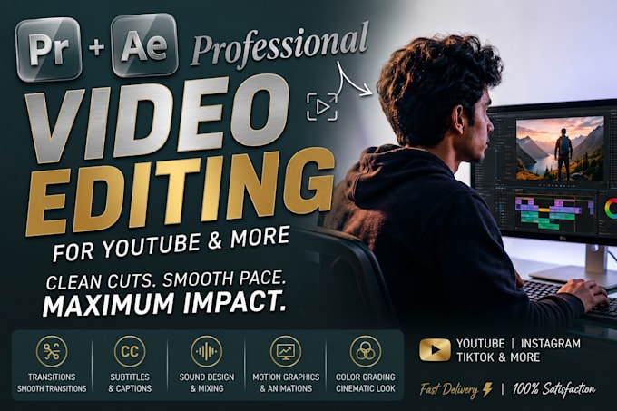 professionally edit engaging youtube videos, vlogs,
