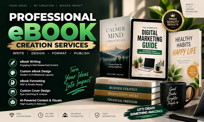craft a stunning ebook with custom design, layout and cover